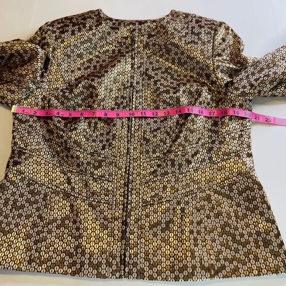 Anthracite by Muse Gold Sparkly Circle Ruched Fun Dressy Zip Jacket Plus 14 - Picture 9 of 10